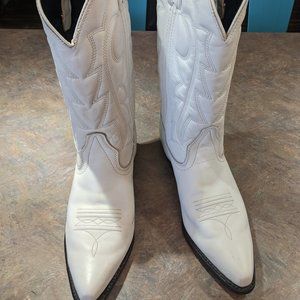 Vittorio Ricci Womens White Leather Cowboy Boots
